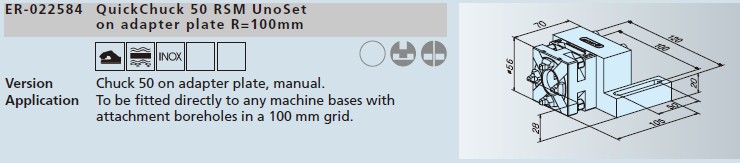 ER-022584快速卡盤50 rsm/unoset 連過渡板r=